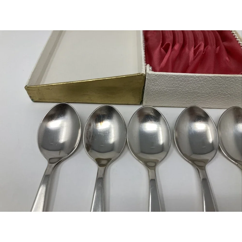 90 21 Silverplate Bavaria Germany Spoon Set 0f 6 Vintage 5.5” Demitasse Dessert